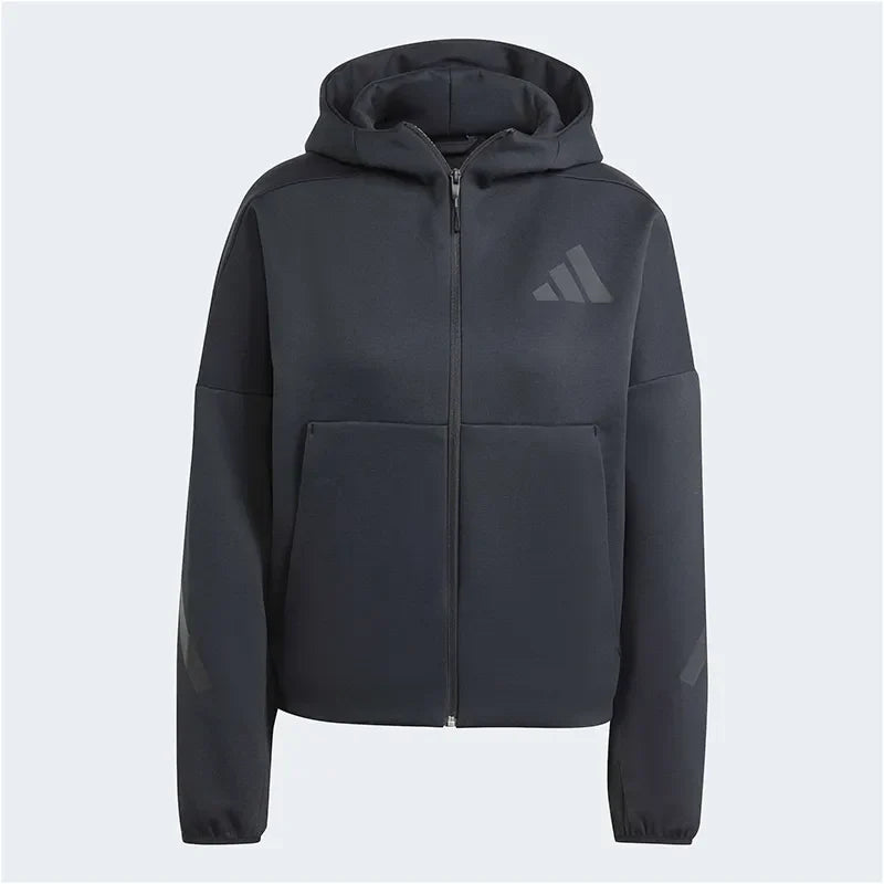 adidas WOMEN Black HOODED TRACK TOP | SKU : JE7848